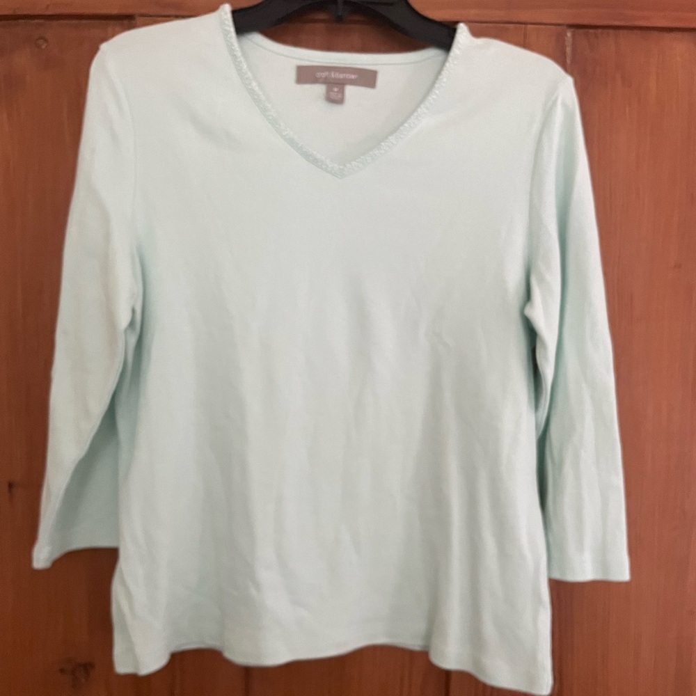 NWOT Croft & Barrow Mint Green Beaded Knit Top Size M